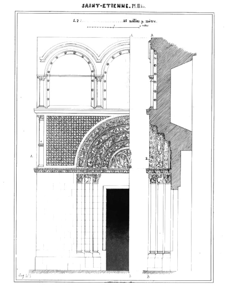 Beauvais (60), église Saint-Étienne, portail nord, dessin d'Eugène Woillez