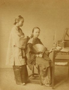 Beauty and Servant by Lai Afong, c1880