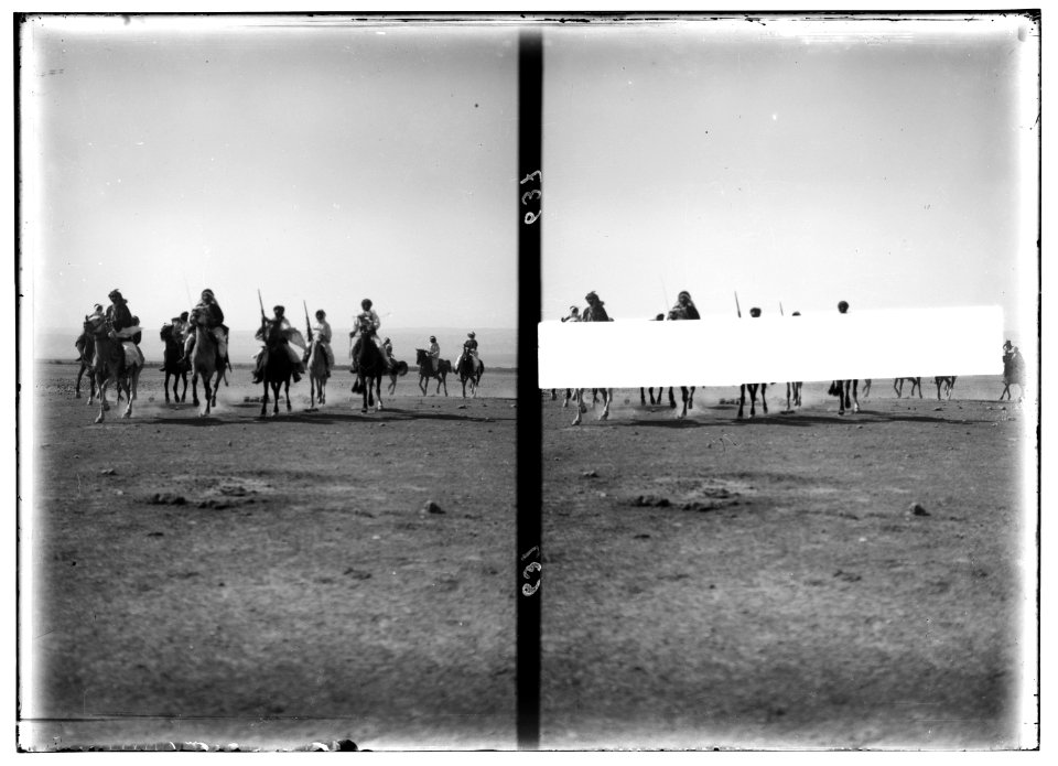 Bedouin wedding series. Mounted Bedouin warriors racing LOC matpc.01328