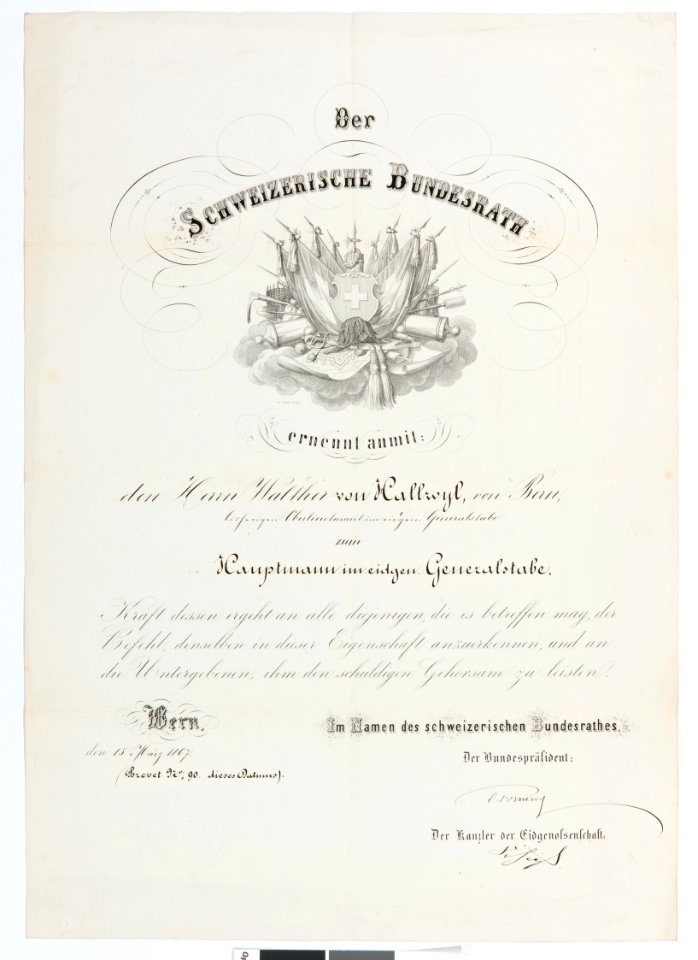 Befordran av Walther von Hallwyl till kapten - Hallwylska museet - 102526