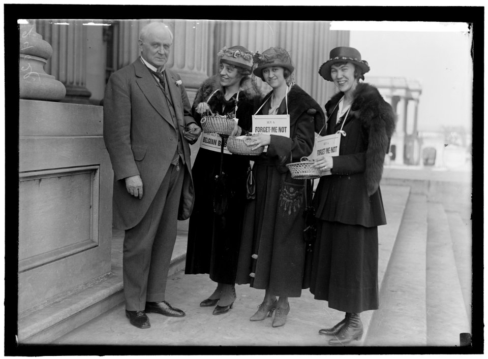 BELGIAN RELIEF. CHAMP CLARK BUYING FORGET-ME-NOTS TO SAVE BELGIAN BABIES LCCN2016868992