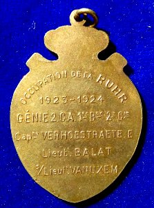 Belgium 1924 Occupation of the Ruhr, Bronze Medal, reverse photo