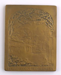 Belgian Orphan Fund 1914-1918, plaquette by Pierre Theunis, Belgium, 1918, Coins and Medals Department of the Royal Library of Belgium, 2Lef 103-17 (verso)
