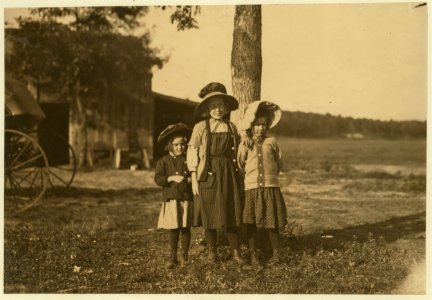 Bella Roy, said 11 years old. 'Been comin' here 7 years, been pickin' since I was 5 years old.' Lives 44 Bowler St., Fall River. Sister Jeanette said 6 years old beginning to pick now. Also LOC nclc.00130