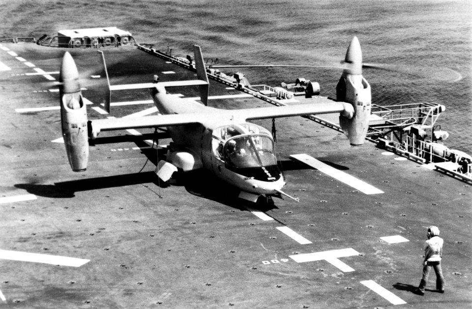 Bell XV-15 during trials aboard USS Tripoli (LPH-10) in 1983