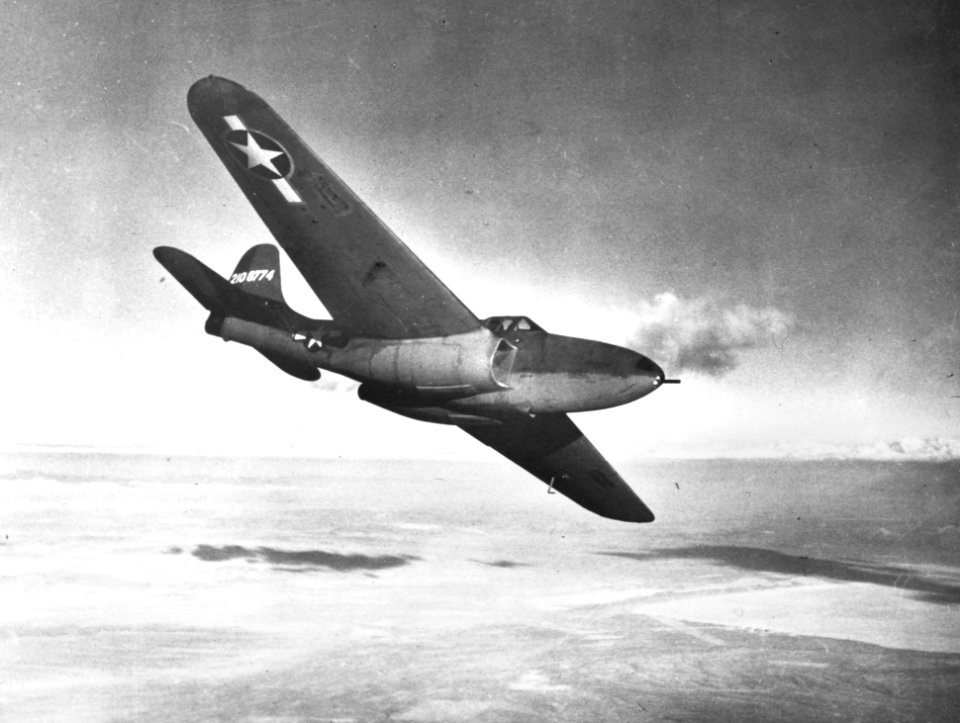 Bell YP-59A Airacomet in flight near Muroc c1943