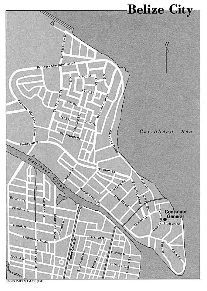 Belize city map 1981