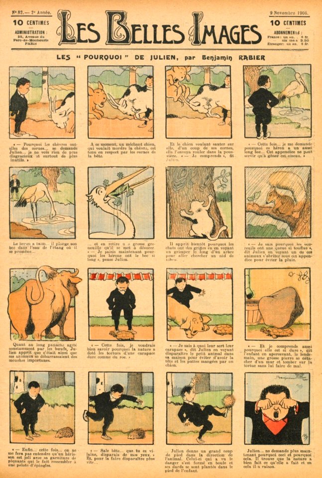 Belles Images n°82 (09 11 1905) - Les Pourquoi de Julien (Benjamin Rabier)