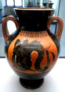 Belly amphora with Herakles wrestling Triton, Attic, c. 540 BC, L 263 - Martin von Wagner Museum - Würzburg, Germany - DSC05543 photo
