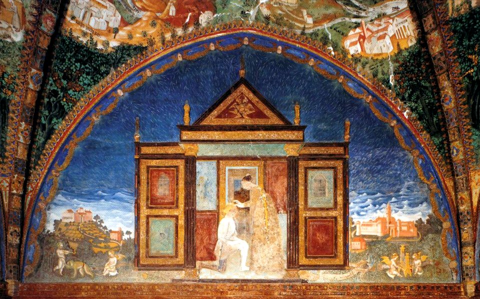 Benedetto Bembo, Castello di Torrechiara, Golden Room 04, Bianca Crowns Pier Maria with a Laurel Wreath