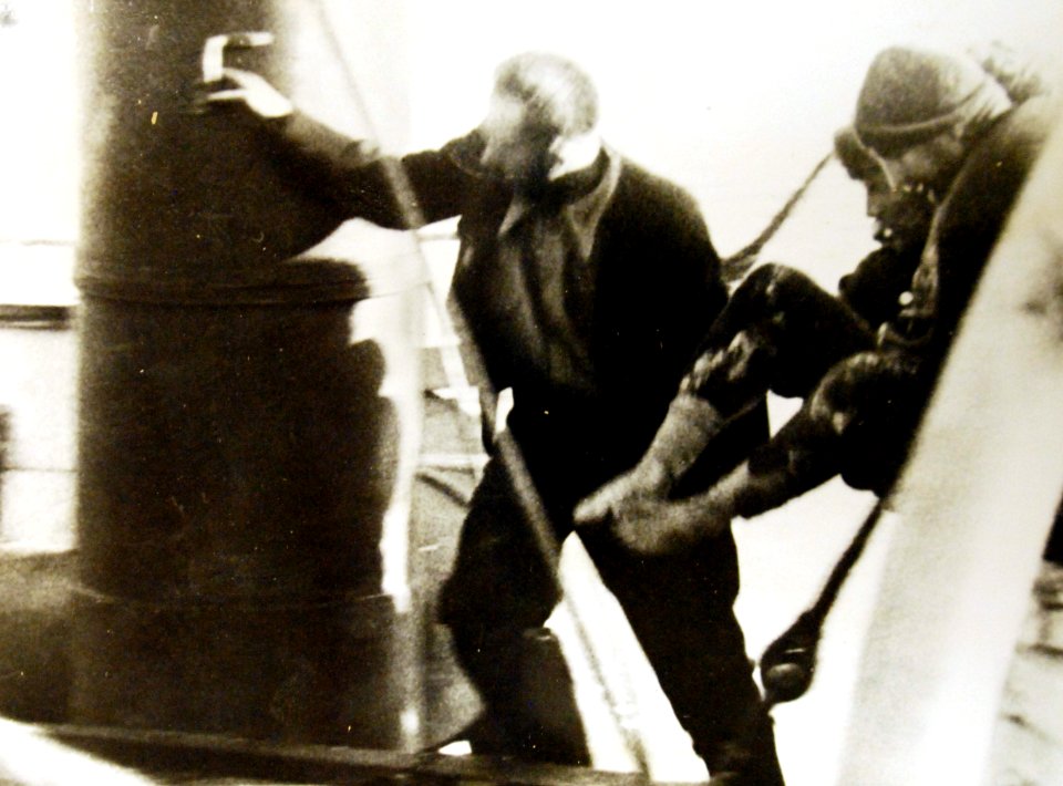 Benjamin Roth is brought aboard the Eleanor Bolling after being rescued, 1929 (25590064621)