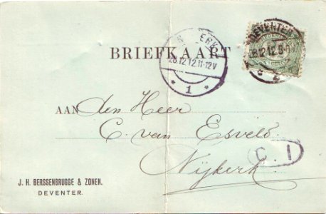 Berichtkaart Deventer Nijkerk 1912