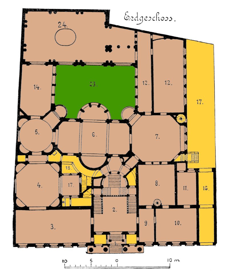 Berlin Palais Strousberg Grundriss Erdgeschoss coloured