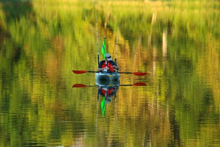 Boat reflection green
