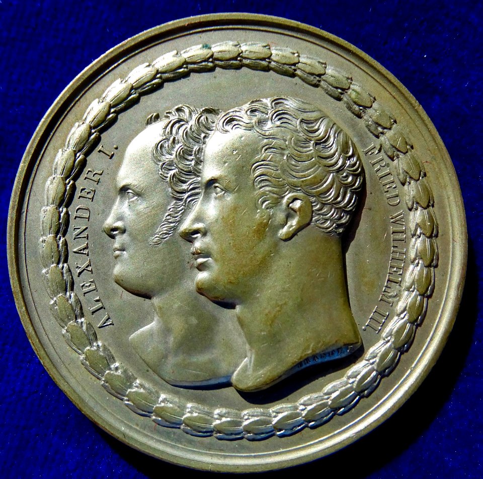 Berlin, Medal 1818, Alexander I of Russia, and Friedrich Wilhelm III of Prussia, obverse