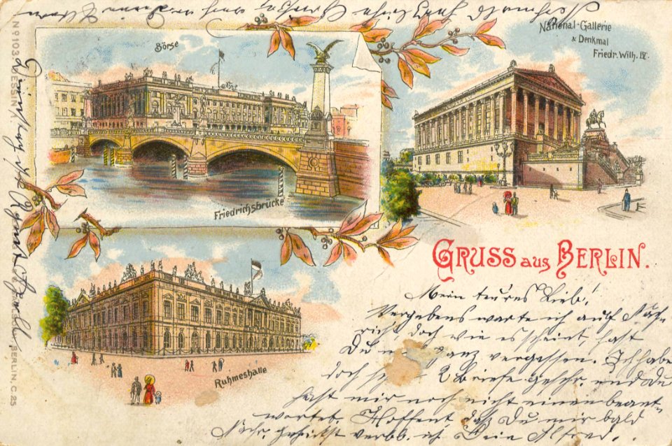 Berlin, Mitte, Berlin - Börse; Friedrichsbrücke; Nationalgalerie (Zeno Ansichtskarten)
