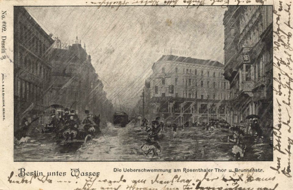 Berlin, Mitte, Berlin - Rosentaler Tor und Brunnenstraße, Überschwemmung (Zeno Ansichtskarten)