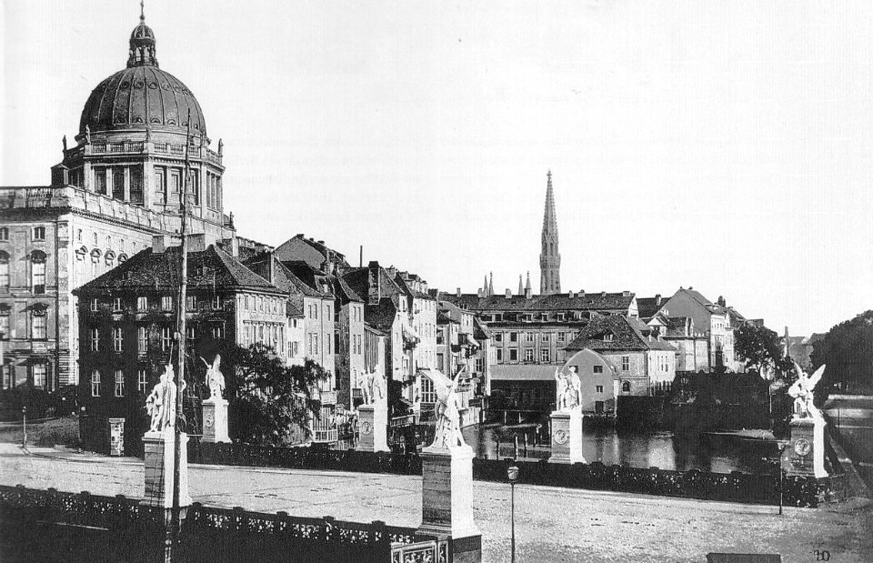 Berlin, Schloss, Schlossfreiheit und Schlossbruecke, Foto von Albert Schwartz, 1860
