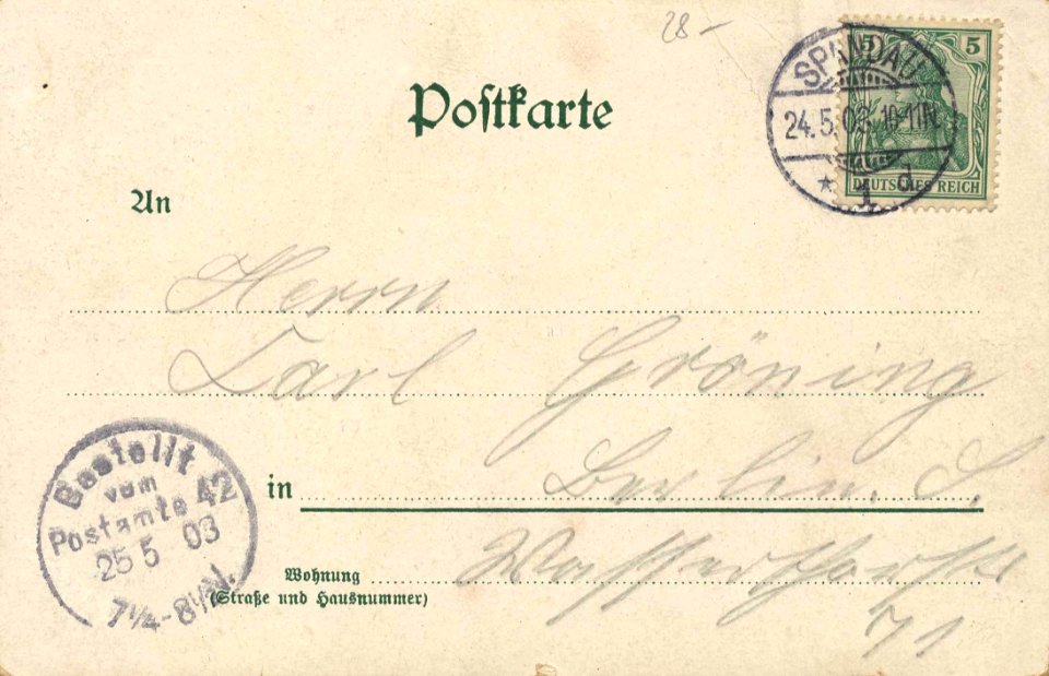 Berlin, Spandau, Berlin - Panorama; Bahnhof; Kaiser-Friedrich-Denkmal (back) (Zeno Ansichtskarten)