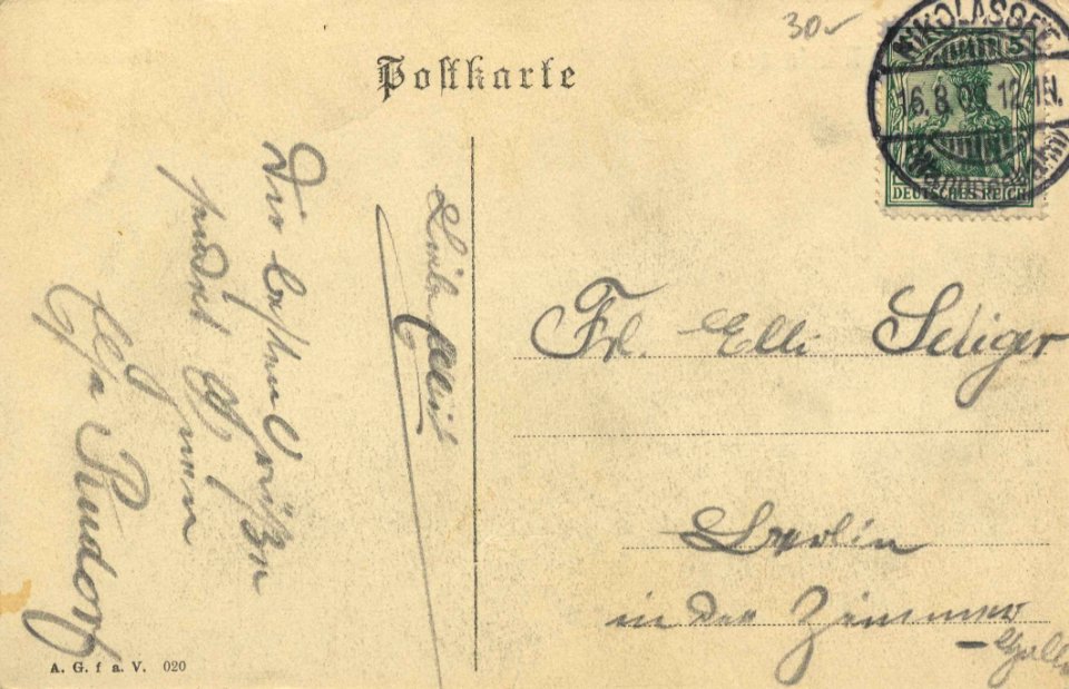 Berlin, Zehlendorf, Berlin - Nikolassee, Postamt (back) (Zeno Ansichtskarten)