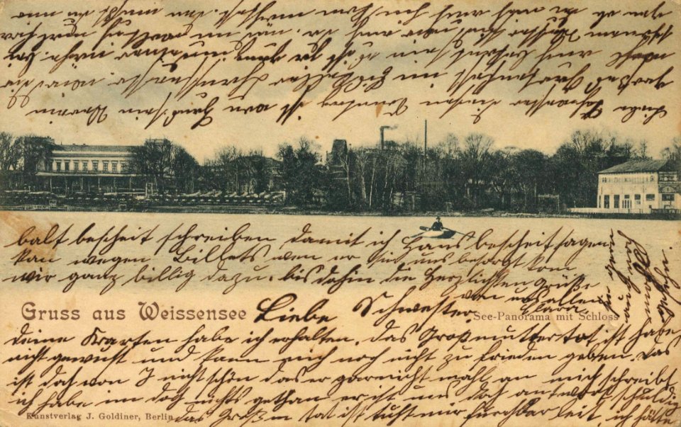 Berlin, Weißensee, Berlin - Seepanorama mit Schloss (Zeno Ansichtskarten)