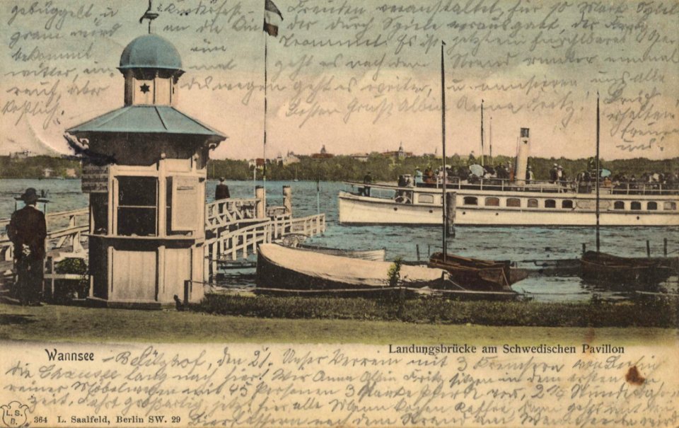 Berlin, Zehlendorf, Berlin - Wannsee, Landungsbrücke am Schwedischen Pavillon (2) (Zeno Ansichtskarten)