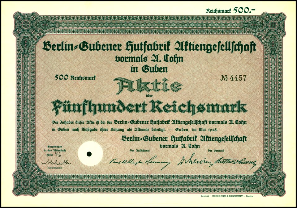 Berlin-Gubener Hutfabrik AG 1928