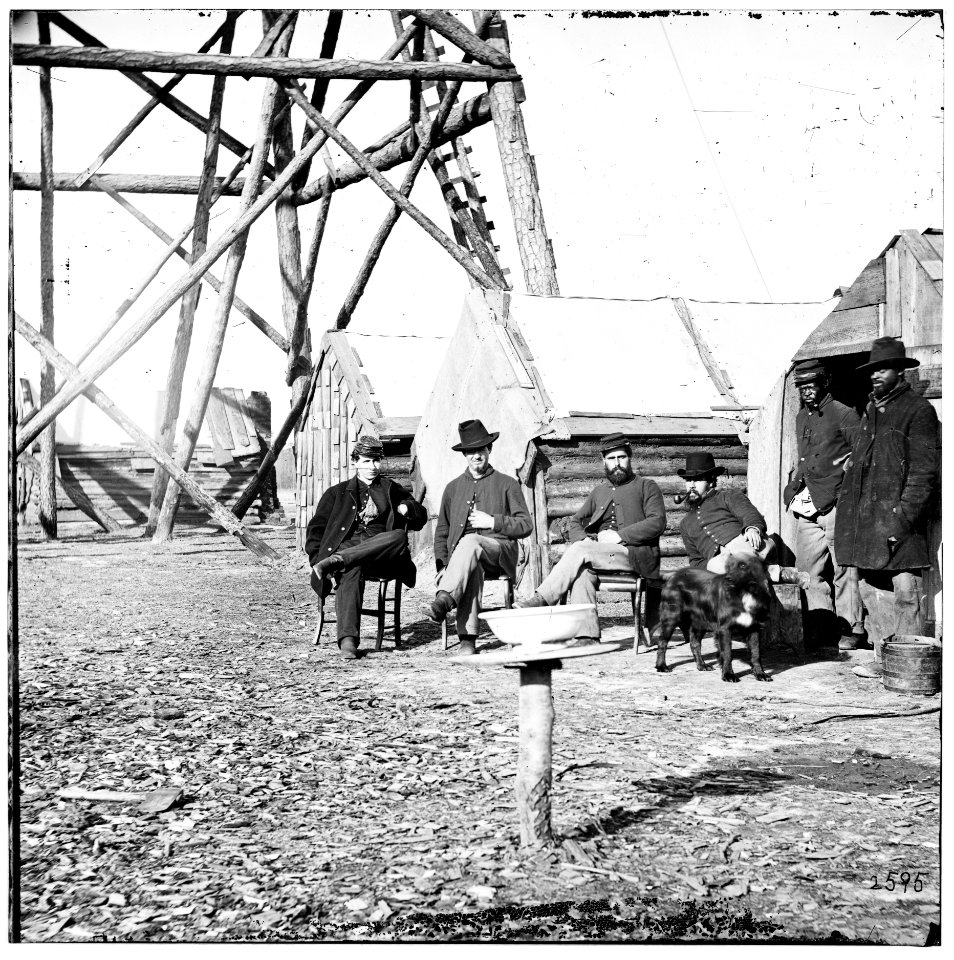 Bermuda Hundred, Va. Officers by their quarters near the signal tower LOC cwpb.02007