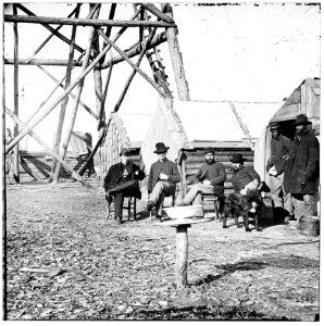 Bermuda Hundred, Va. Officers by their quarters near the signal tower LOC cwpb.02007