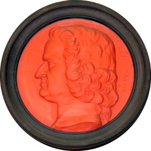 Bernard de Jussieu, médaillon en terre cuite de Aimé Charles Irvoy, 1871