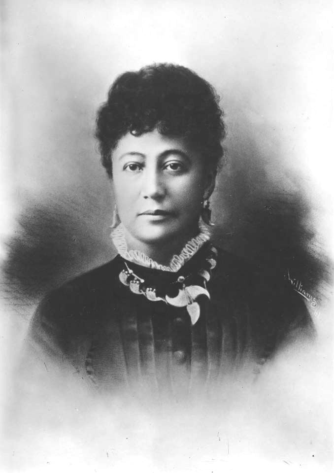 Bernice Pauahi Bishop wearing necklace, retouched photo by J. J. Williams