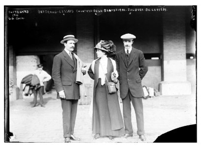 Bertrand Lesseps, Countess de la Bagassiere, and Jacque de Lesseps standing together LCCN2014685470