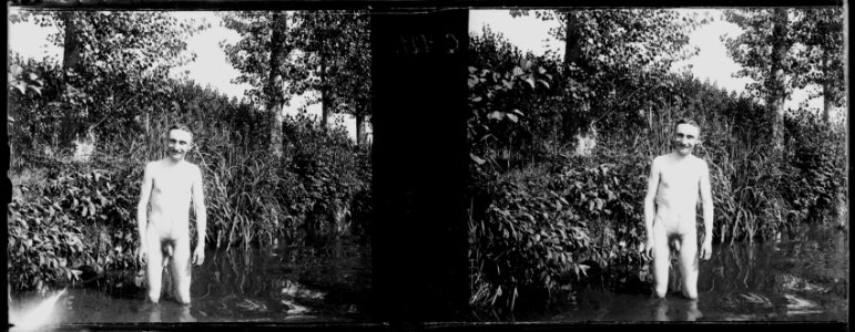 Berzy. 27-07-1917. R. B. Bain dans la Grise (Crise) - Fonds Berthelé - 49Fi374