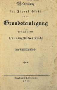 Beschreibung Grundsteinlegung Ev Kirche Ravensburg 1842 01