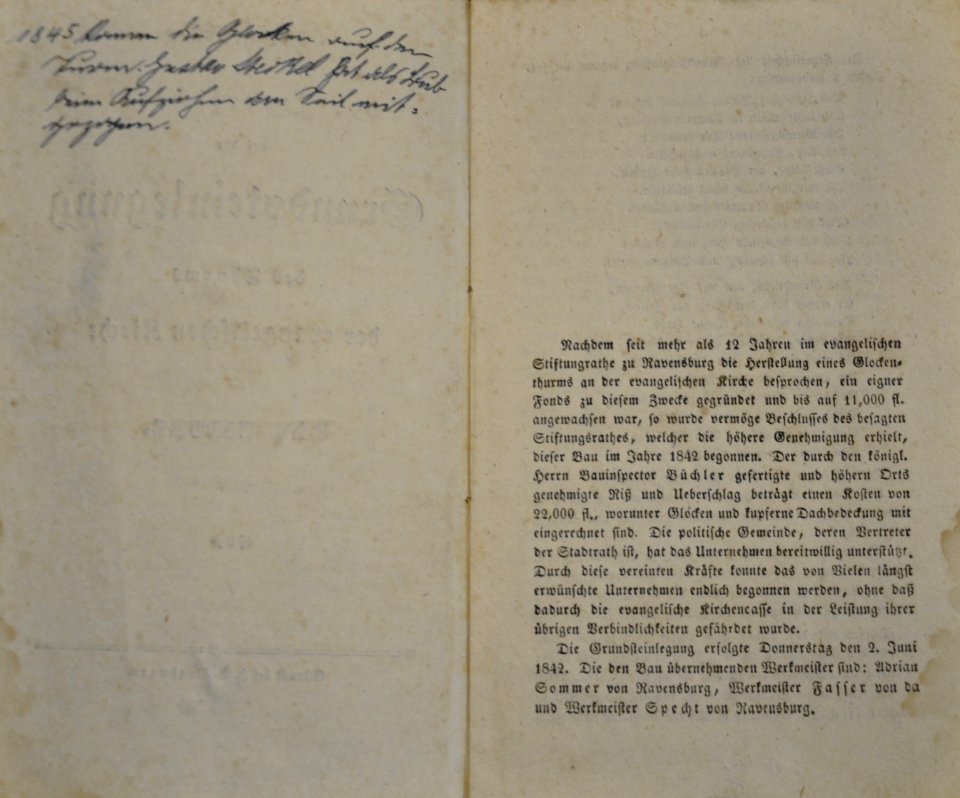 Beschreibung Grundsteinlegung Ev Kirche Ravensburg 1842 02