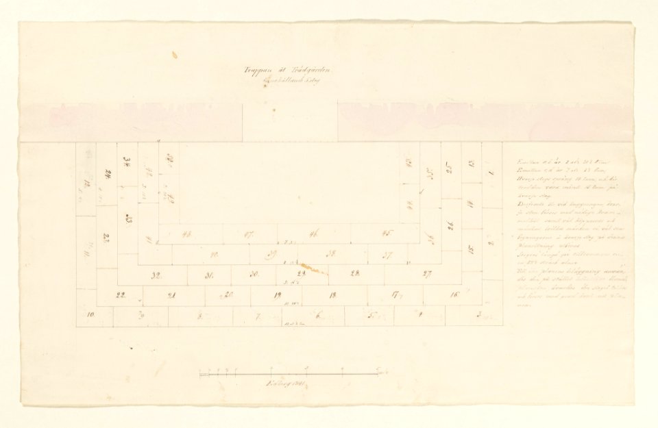 Beskrivning av stenläggning till trappa, Skoklosters slott, 1841 - Skoklosters slott - 98143