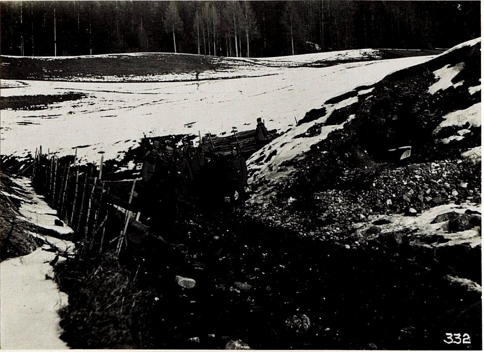 Besuch des Wiener Bürgermeisters Weiskirchner bei der Truppen des alten 14. Korps, am 29.1.1916. Exzellenz Roth mit dem Bürgermeister in der Nähe des Watschinger-Hofs. (BildID 15580575)