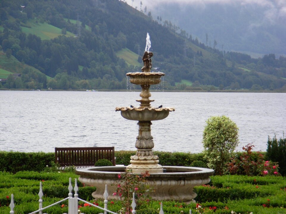 Lake landscape fountain