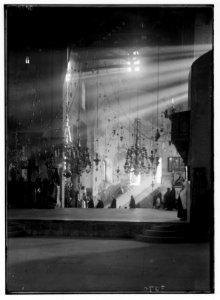 Bethlehem and surroundings. Bethlehem, the Basilica (Church of the Nativity). The apses lit up with shafts of sunlight LOC matpc.02618