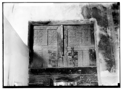 Bethlehem and surroundings. Carved ornaments of the wooden door (Church of the Nativity) LOC matpc.05490