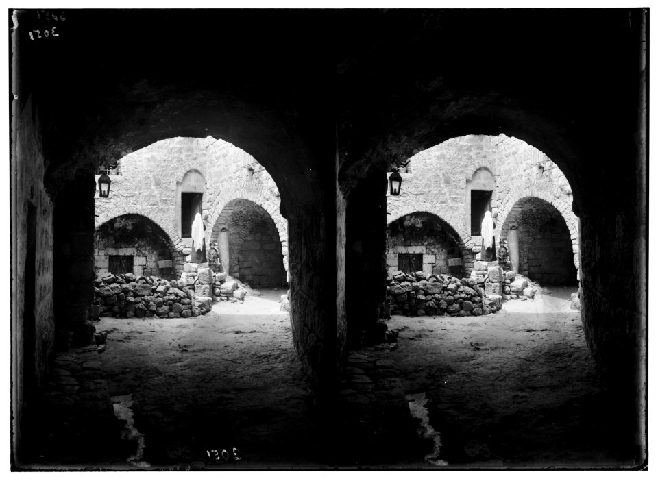 Bethlehem and surroundings. Street in oldest Bethlehem. Dark arches and lantern. 'In thy dark street shineth' LOC matpc.02601