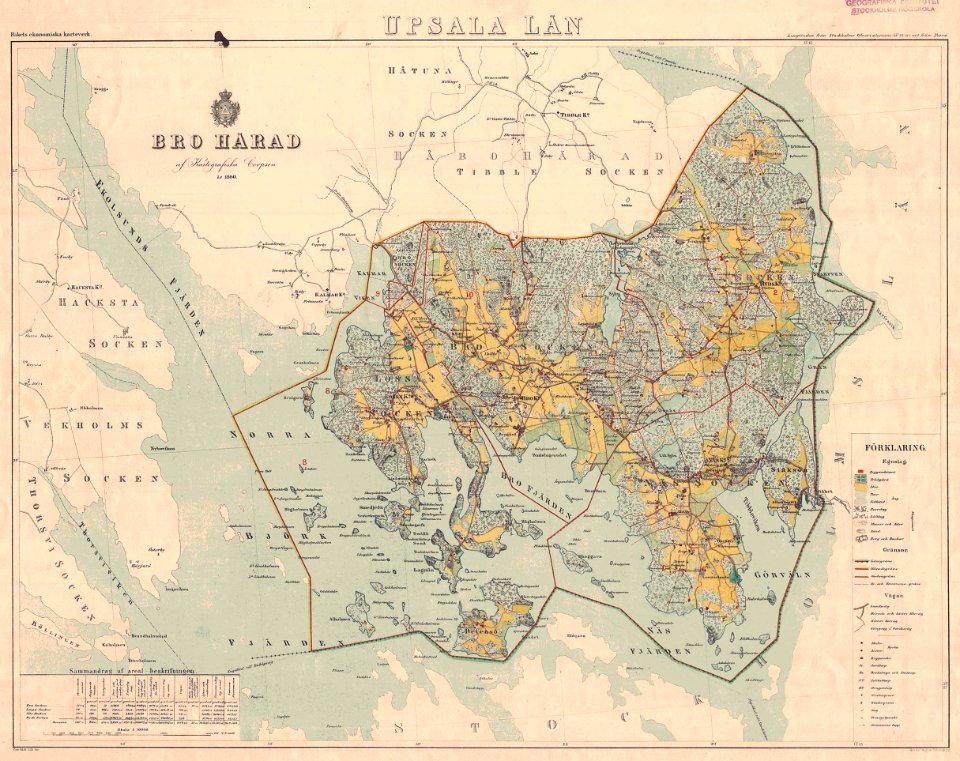 Bro härad 1860 karta