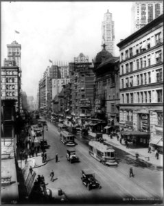 Broadway north from 38th St., New York City, showing Winter Garden, Maxine Elliott's, Casino, and Knickerbocker Theatres LCCN2003689020