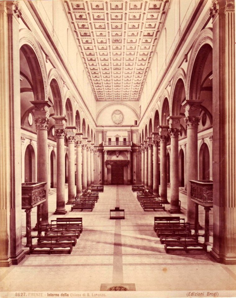 Brogi, Carlo (1850-1925) - n. 8627 - Firenze - Interno della chiesa di S. Lorenzo