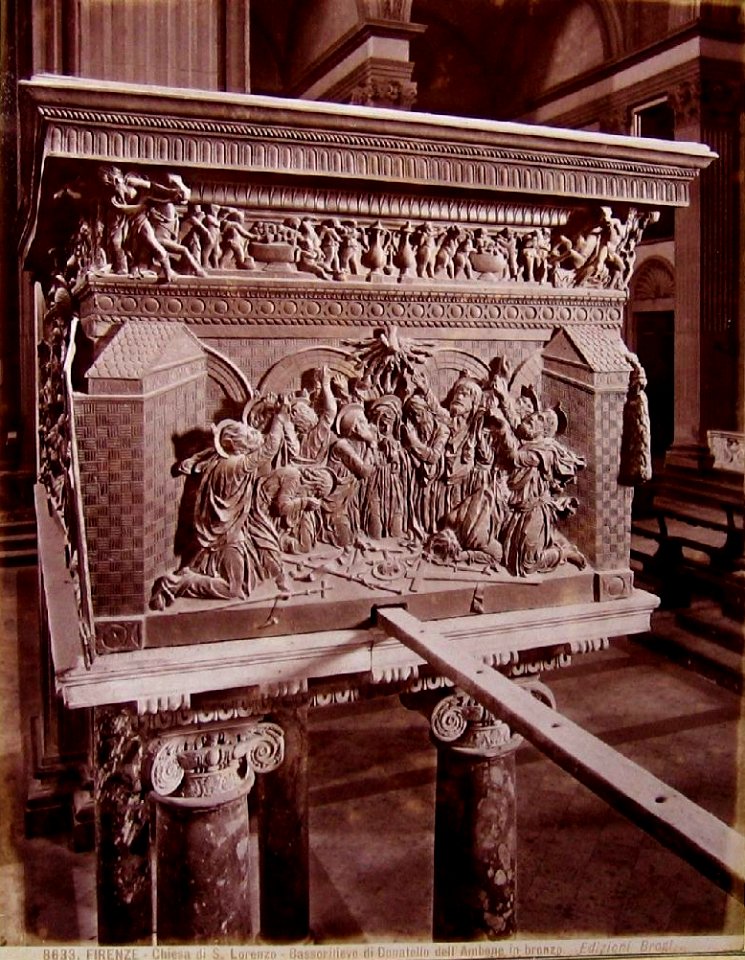 Brogi, Carlo (1850-1925) - n. 8633 - Firenze - Chiesa di S. Lorenzo - Bassorilievo di Donatello dell'ambone in bronzo