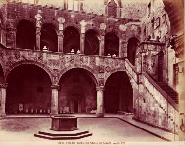 Brogi, Giacomo (1822-1881) - n. 3044 - Cortile del Palazzo del Podestà, sec. XIV