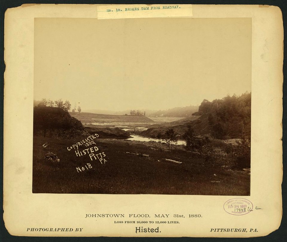 Broken dam from roadway, Johnstown Flood, May 31st, 1889 LCCN2008675505