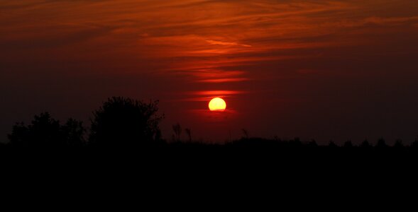 Sun red in the evening photo