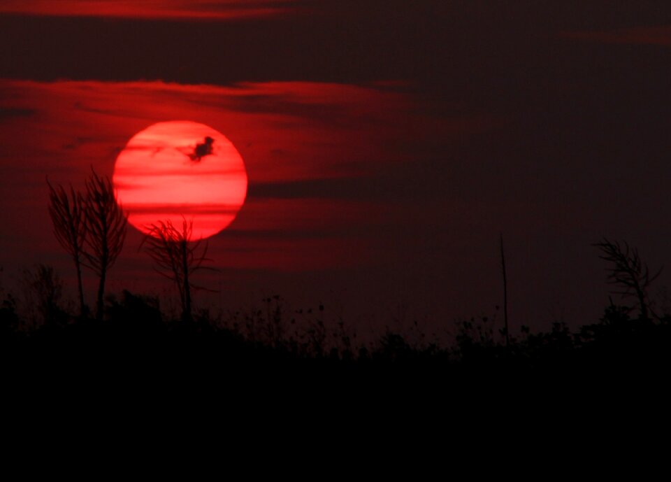 Sun red in the evening