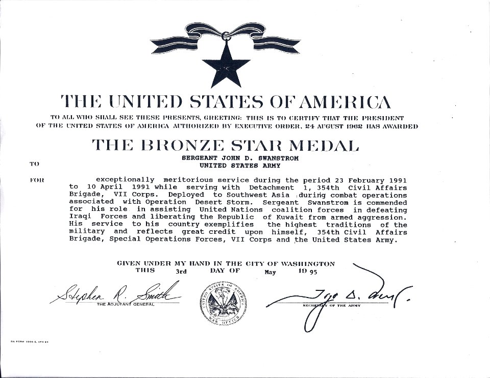Bronze Star Medal JackSwanstrom